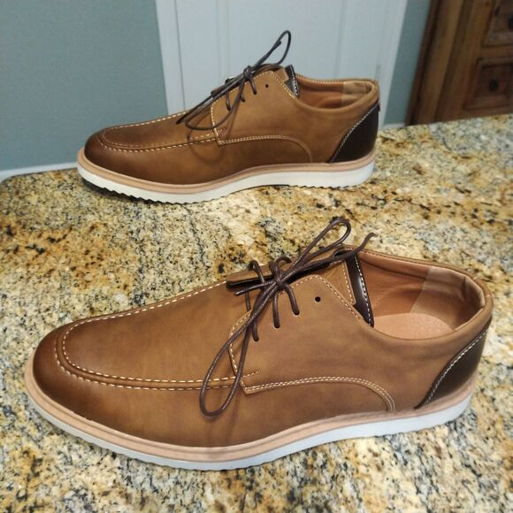 New York & Company Men's Casual Lace Up Leather Shoes Brown Size 12 NWT - Picture 3 of 12